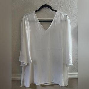 Chico's White Flutter Sleeve Blouse Relaxed Fit